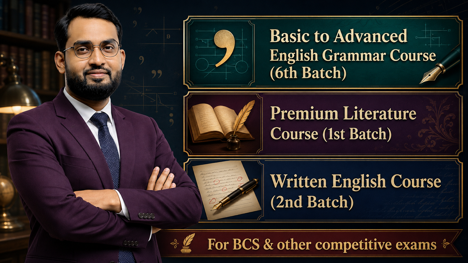 Basic to Advanced Grammar Course (6th Batch) + Premium  Literature Course (1st Batch) + Written English Course (2nd Batch) 